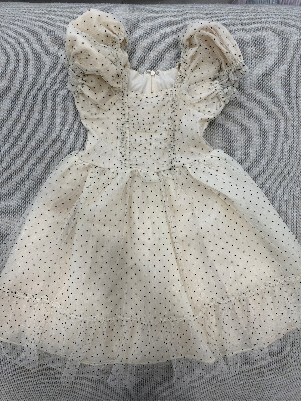 Joyfolie Cream Polka Dot Tulle Party Dress